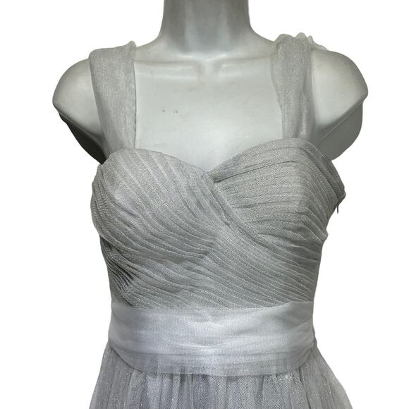 aidan Maddox silver tulle dress Size 8 - Picture 3 of 6
